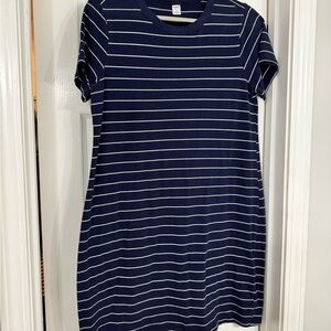 Old Navy Navy and White Striped Tee Dress